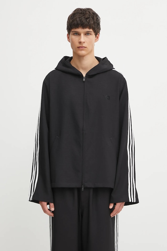 Y-3 bluza 3-Stripes z kapturem czarny JW7354