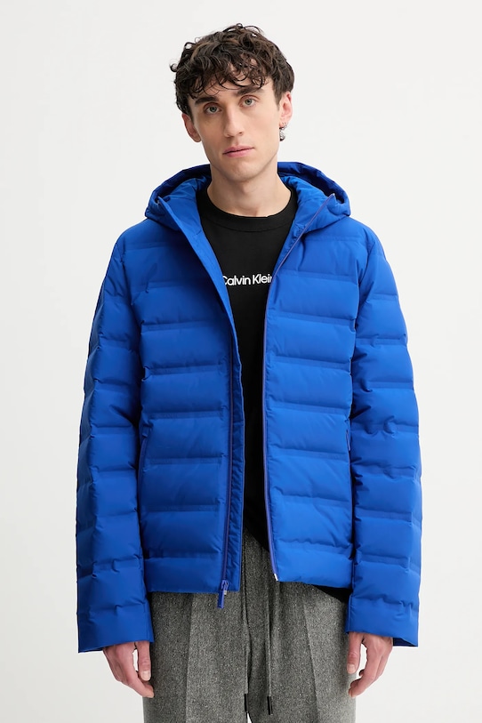 Péřová bunda Calvin Klein přechodné modrá LV04LD521G