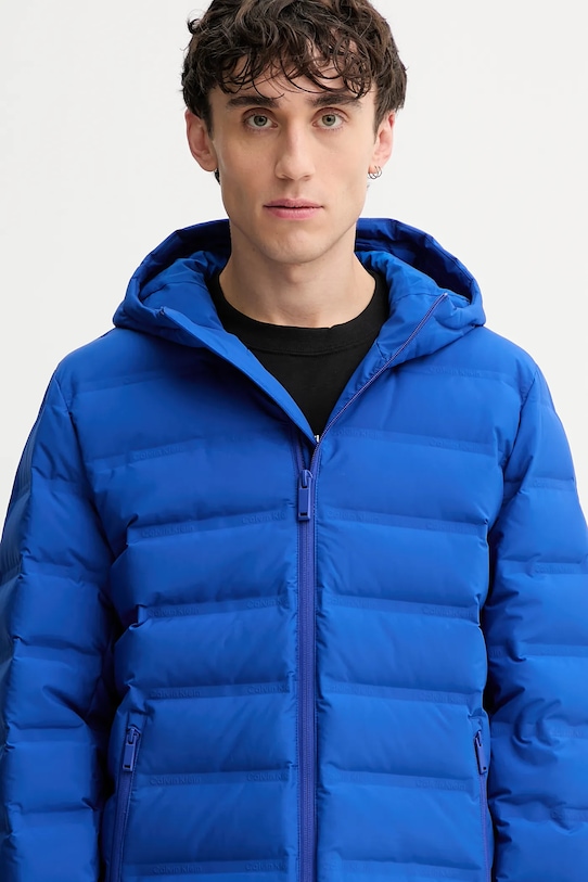 Péřová bunda Calvin Klein modrá LV04LD521G
