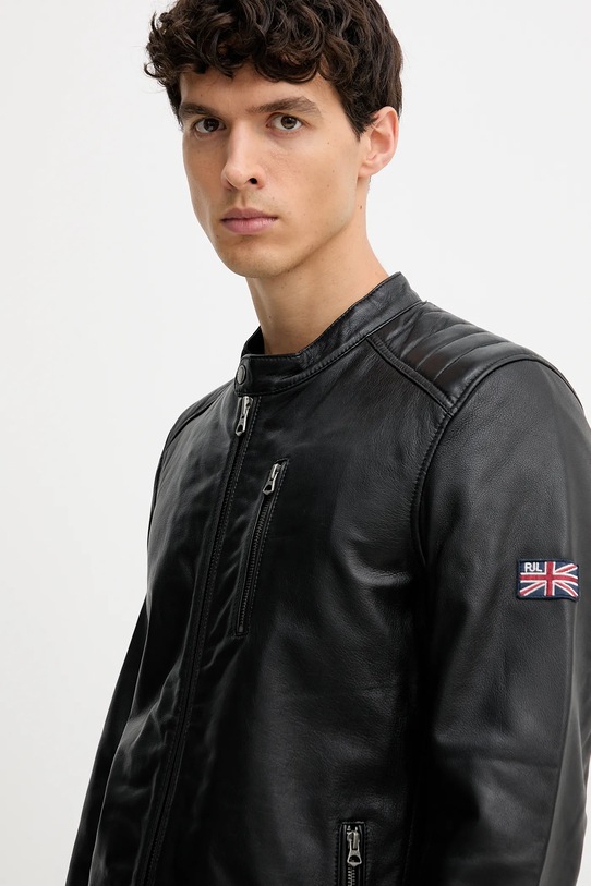 Δερμάτινο μπουφάν Pepe Jeans μαύρο PM4027178