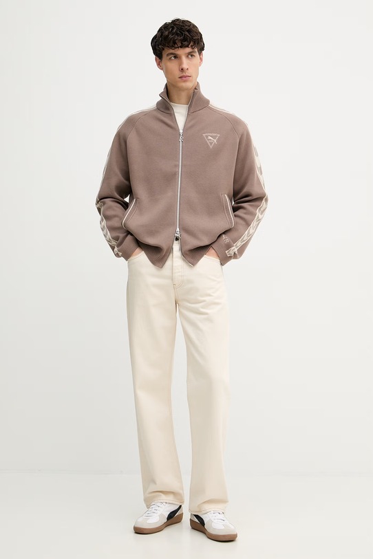 Puma sveter na gombíky pánsky s bavlnou PUMA x REPRESENT 632543 hnedá AW25