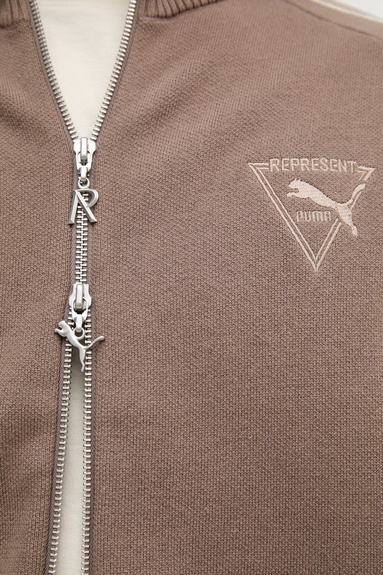 Puma sveter na gombíky pánsky s bavlnou PUMA x REPRESENT 632543 hnedá