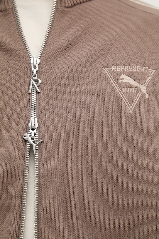 Puma cardigan da uomo con cotone PUMA x REPRESENT 632543 marrone