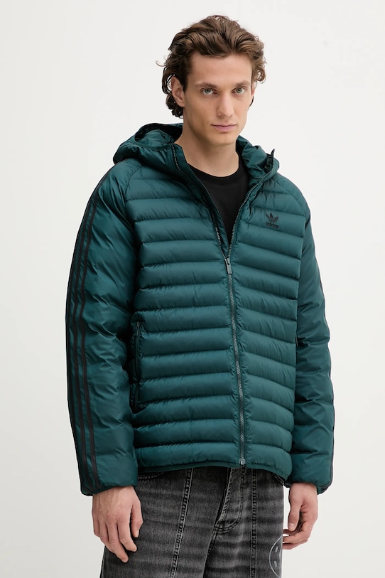 adidas Originals geacă Pad Hooded cu captuseala verde JX4116