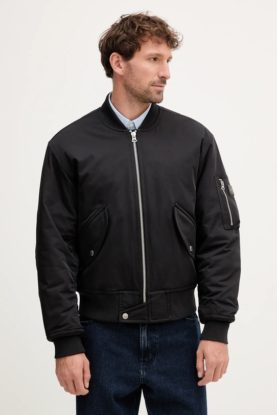 Tommy Hilfiger kurtka bomber bez kaptura czarny MW0MW40593