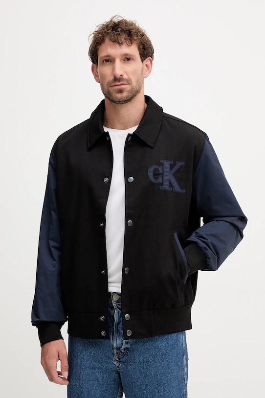 Calvin Klein Jeans rövid kabát enyhén szigetelt fekete LV04RD400G