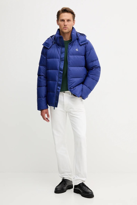 Páperová bunda Calvin Klein Jeans LV04RC518G modrá AW25