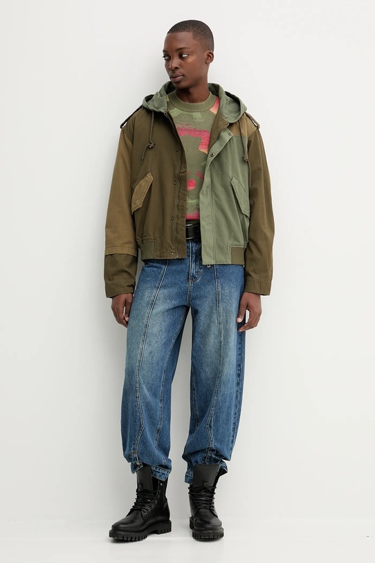 Desigual kurtka bawełniana MILITARY PATCHES 25WMEW05 zielony AW25