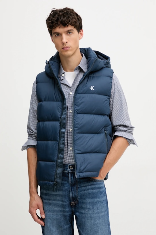 Páperová vesta Calvin Klein Jeans zateplené tmavomodrá LV04RD531G