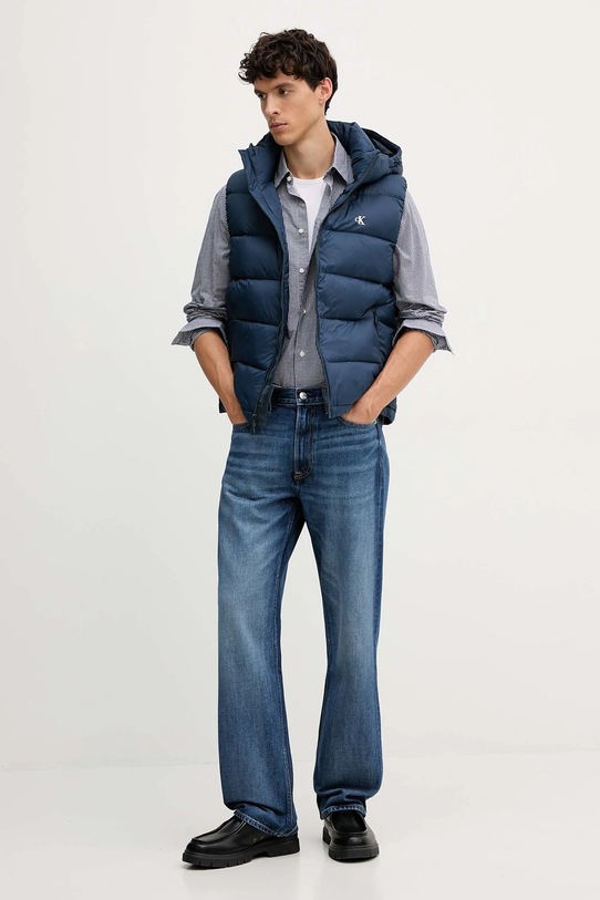 Páperová vesta Calvin Klein Jeans LV04RD531G tmavomodrá AW25