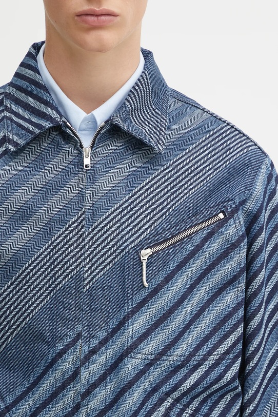 Džínová bunda Kenzo Diagonal Stripe Zipped Trucker modrá FF65DV3006Z1