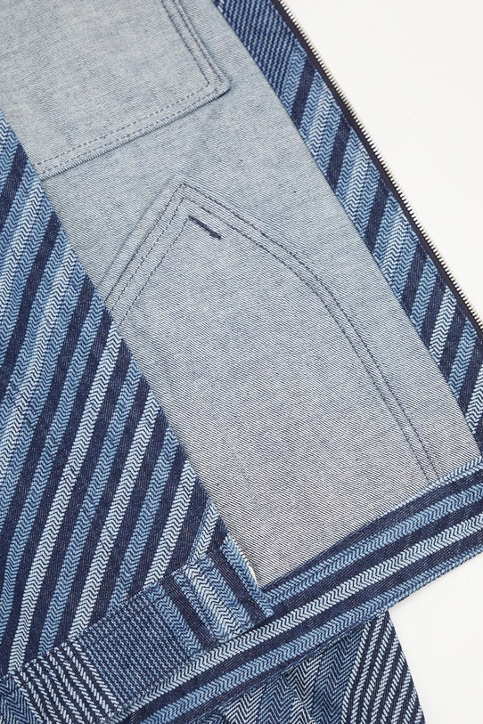 Džínová bunda Kenzo Diagonal Stripe Zipped Trucker FF65DV3006Z1