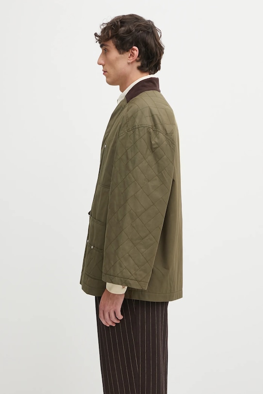 Kenzo kurtka bawełniana Weave Kimono FF65MA1469HD zielony AW25