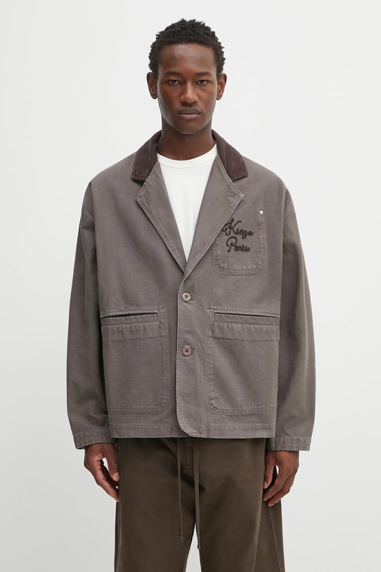 Bavlněná bunda Kenzo Chainstitch Workwear nezateplené hnědá FF65VE2349GU