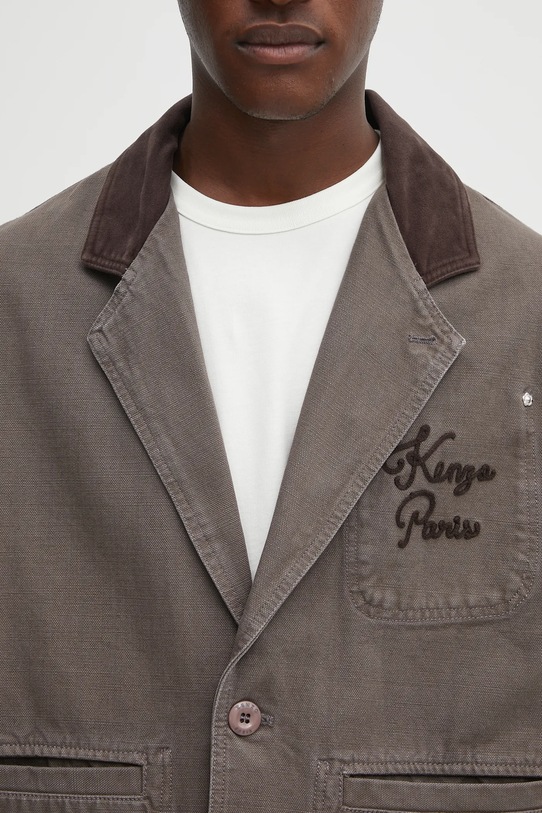 Bavlněná bunda Kenzo Chainstitch Workwear hnědá FF65VE2349GU