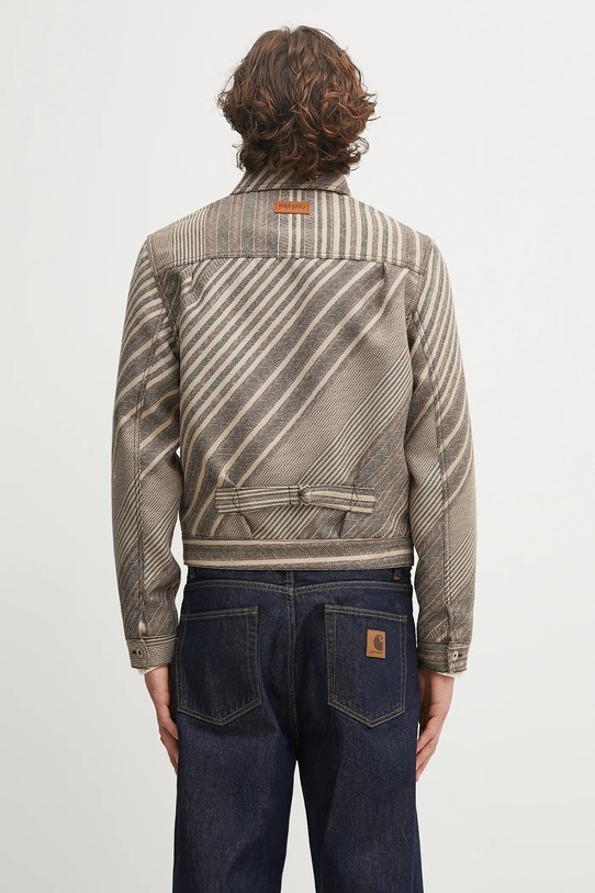 Oblečení Bunda s příměsí vlny Kenzo Diagonal Stripe Slim Pleated Trucker FF65VE3029IO béžová