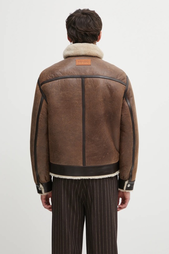 Шкіряна куртка Kenzo Shearling Trucker FF68LV3040AB коричневий AW25