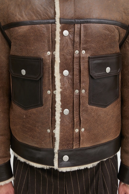 Одяг Шкіряна куртка Kenzo Shearling Trucker FF68LV3040AB коричневий