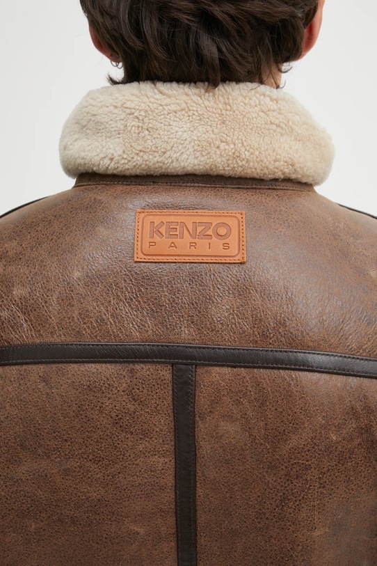 Шкіряна куртка Kenzo Shearling Trucker FF68LV3040AB коричневий