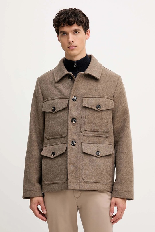 Tommy Hilfiger kurtka koszulowa z dodatkiem wełny brązowy MW0MW40624