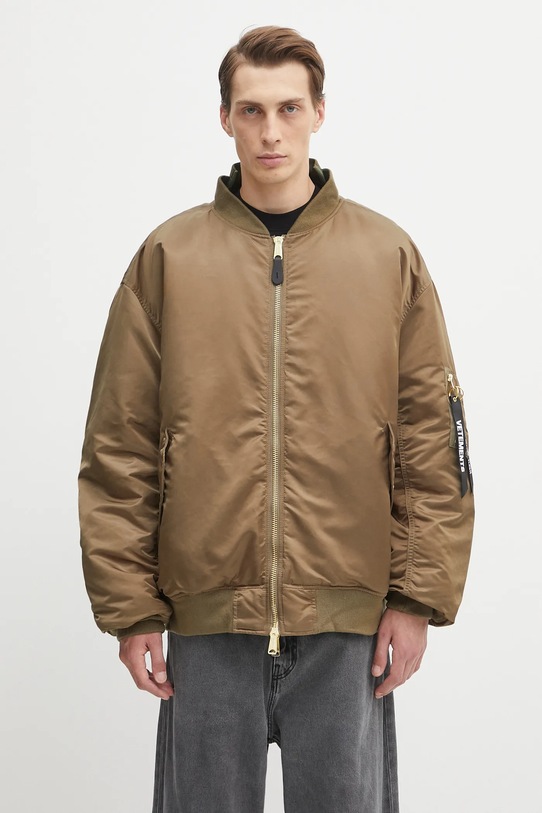 VETEMENTS kurtka bomber dwustronna Cut-Up Bomber bez kaptura zielony UH76BO450GO
