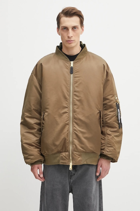 VETEMENTS x Alpha Industries jachetă bomber reversibilă Cut-Up Bomber fara gluga verde UH76BO450GO