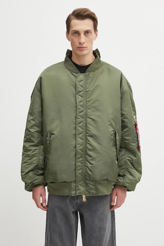 VETEMENTS x Alpha Industries jachetă bomber reversibilă Cut-Up Bomber UH76BO450GO verde AW25