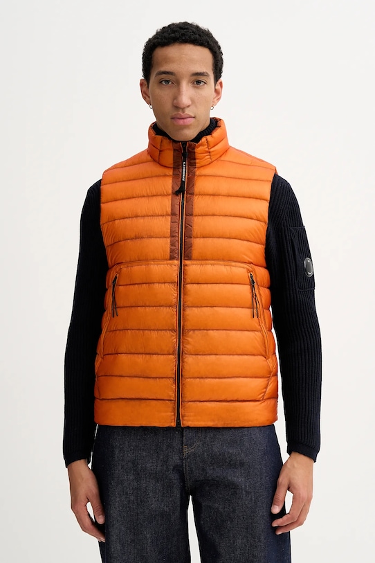 C.P. Company bezrękawnik puchowy bez kaptura pomarańczowy 19CMVE703A110416A