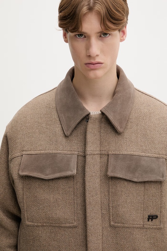 Filling Pieces jakna moška z volno Box Varsity bež 422560501227