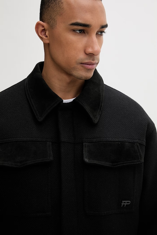 Filling Pieces jachetă pentru bărbați cu lână Box Varsity negru 422560501227