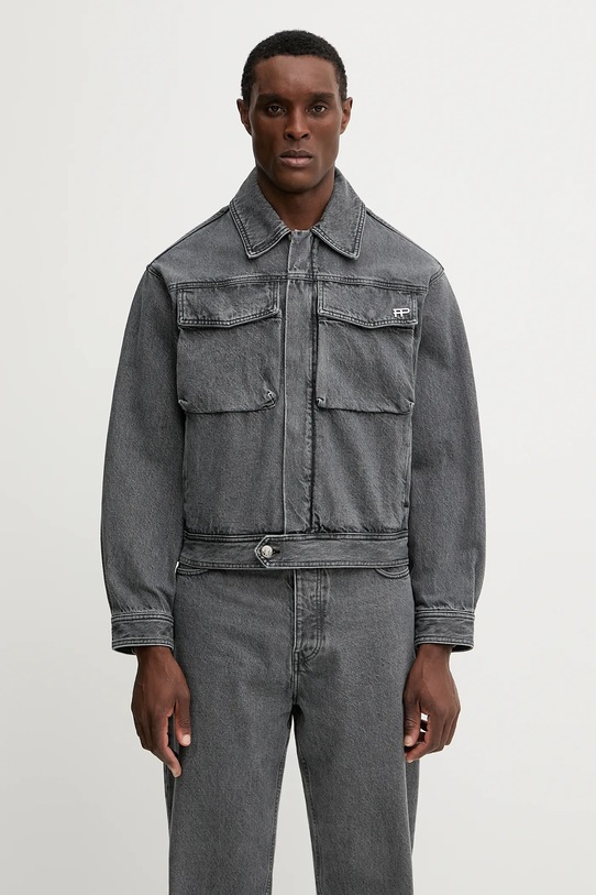 Filling Pieces kurtka bawełniana Denim Washed bez kaptura szary 422560501260