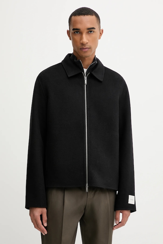 Vlnená bunda Calvin Klein nezateplené čierna LV04LD427G