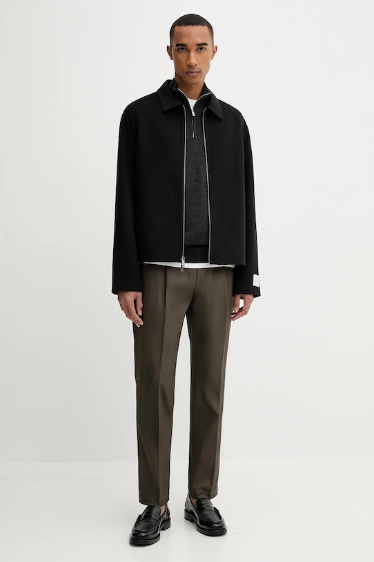 Vlnená bunda Calvin Klein LV04LD427G čierna AW25