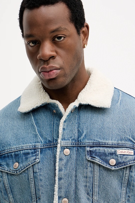 Rifľová bunda Calvin Klein Jeans modrá LV04RD737G