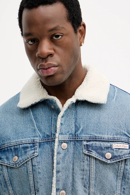 Rifľová bunda Calvin Klein Jeans modrá LV04RD737G