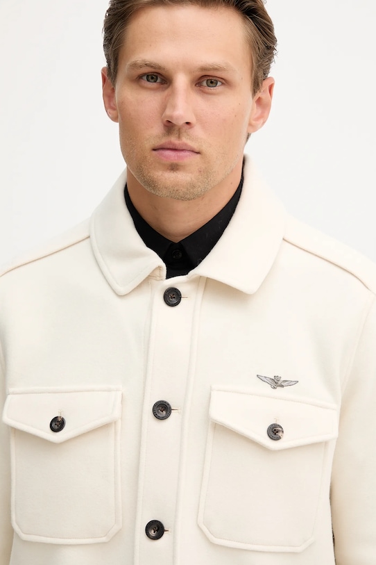 Σακάκι πουκάμισο από μείγμα μαλλιού Aeronautica Militare μπεζ AC0035UL00902