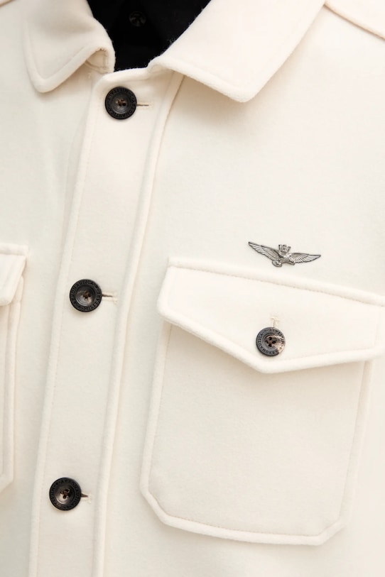 Σακάκι πουκάμισο από μείγμα μαλλιού Aeronautica Militare AC0035UL00902 μπεζ