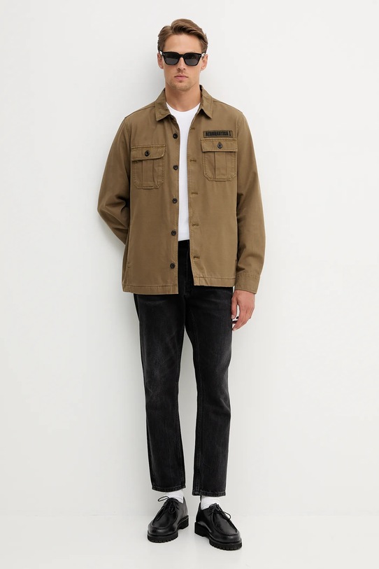 Aeronautica Militare kurtka koszulowa bawełniana AC0036UCT04233 beżowy AW25