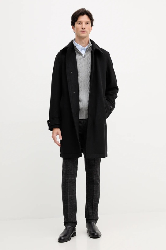 BOSS Orange płaszcz z dodatkiem wełny 50547552 czarny AW25