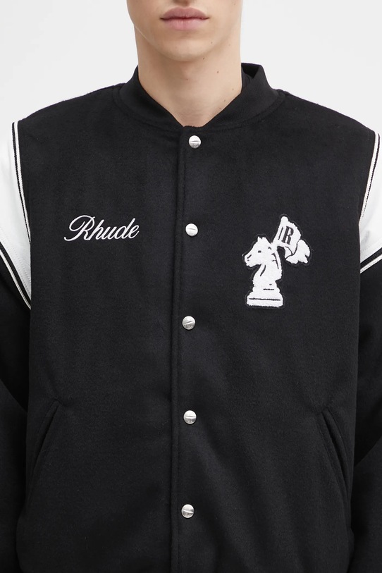 RHUDE kurtka bomber z dodatkiem wełny Regista bomber czarny RHFW25JA01841
