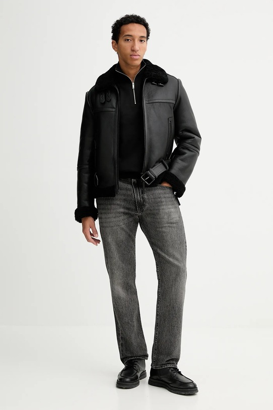 Кожено яке HUGO 50546494 черен AW25
