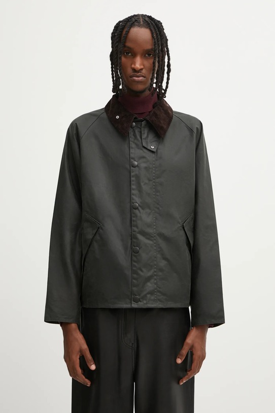 Barbour kurtka OS Transport Wax Jacket bez kaptura zielony MWX1678SG91