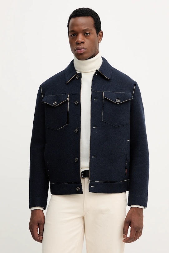 Liu Jo kurtka z wełną bez kaptura granatowy QF5021.J4981