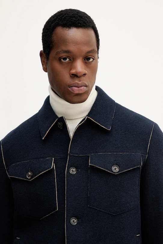 Liu Jo kurtka z wełną granatowy QF5021.J4981