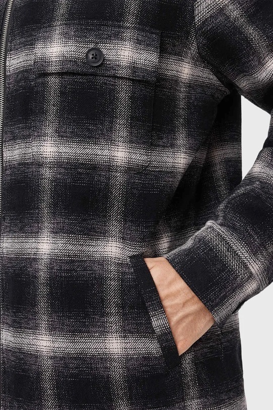 Srajčna jakna AllSaints BAYO M026OD črna AW25