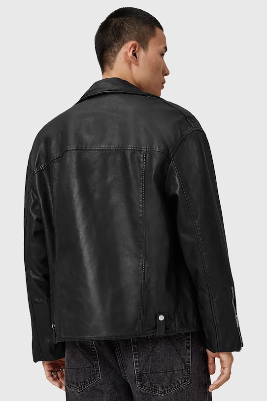 Kožená bunda AllSaints BRADFORD čierna M005LD