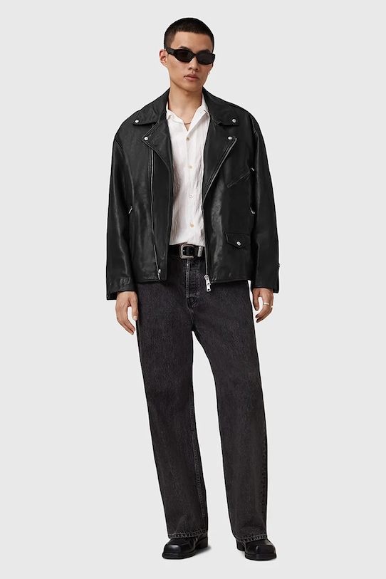 Kožená bunda AllSaints BRADFORD M005LD čierna