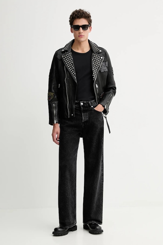 Kožená bunda AllSaints COLE M044LD čierna NC25