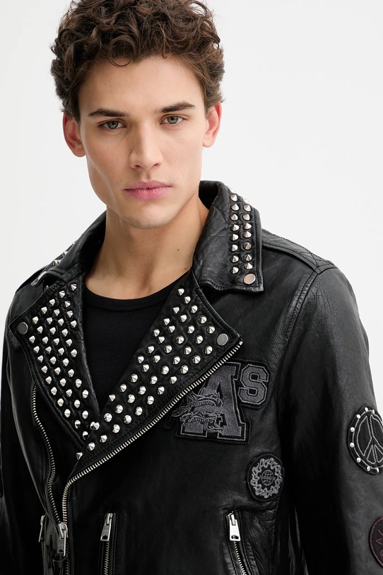 Kožená bunda AllSaints COLE čierna M044LD