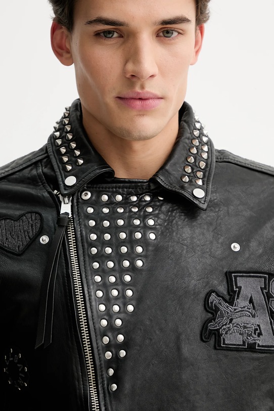 Kožená bunda AllSaints COLE M044LD čierna